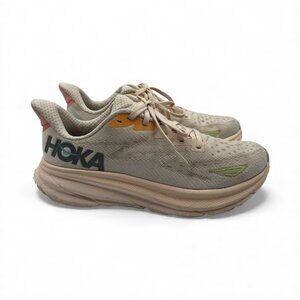 Hoka One One Womens Clifton 9 1132211 VLS Beige Running Shoes Sneakers Sz 9B
